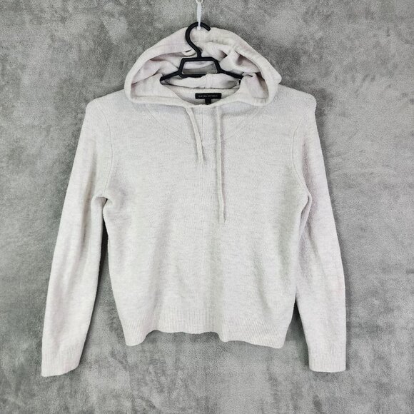 Womens Gray Banana Republic Hooded Sweater Long Sleeve Wool Blend Size L - Picture 2 of 8